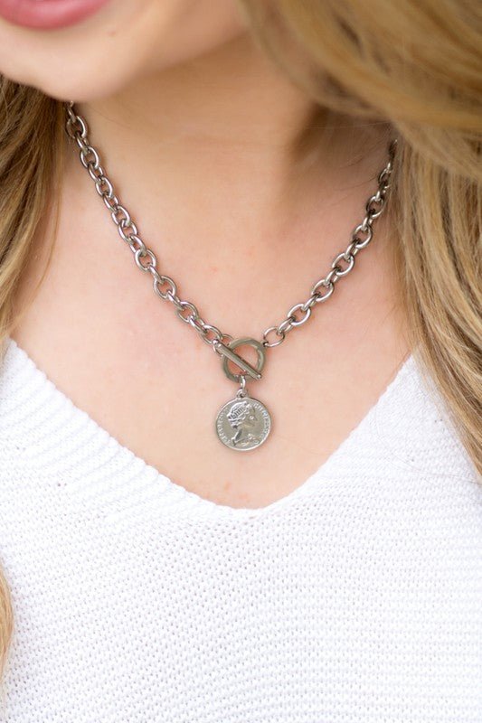 Coin Accent Chain Necklace - Mythical Kitty Boutique