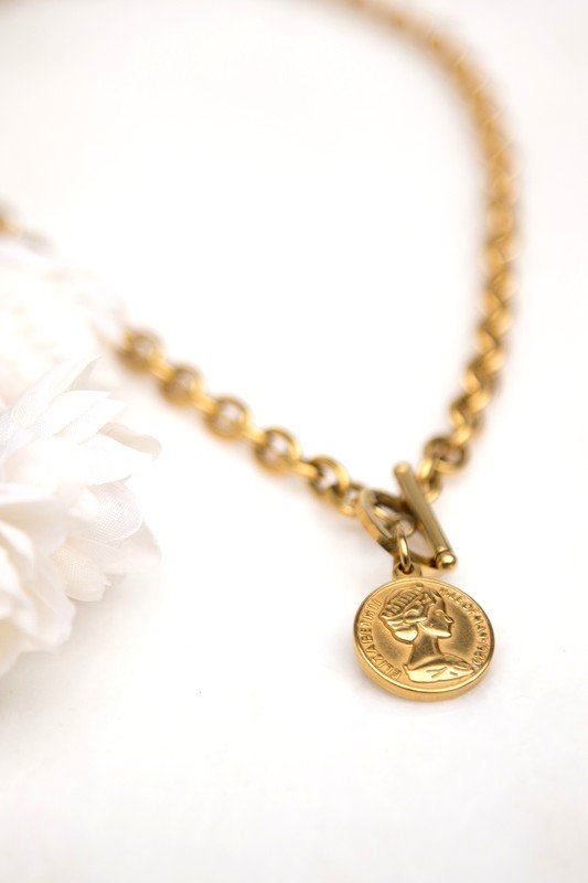 Coin Accent Chain Necklace - Mythical Kitty Boutique