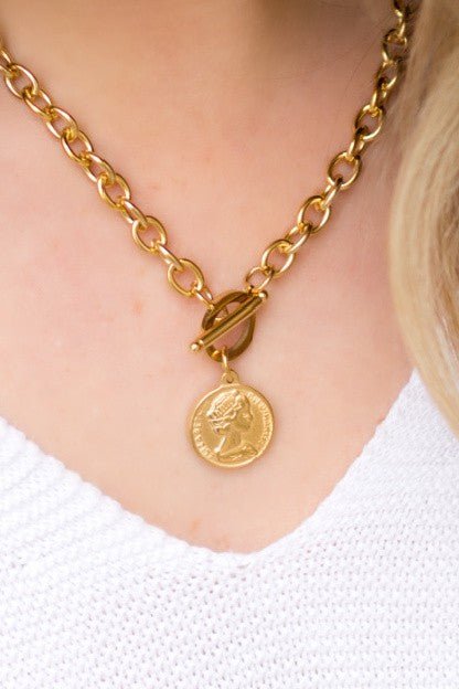 Coin Accent Chain Necklace - Mythical Kitty Boutique