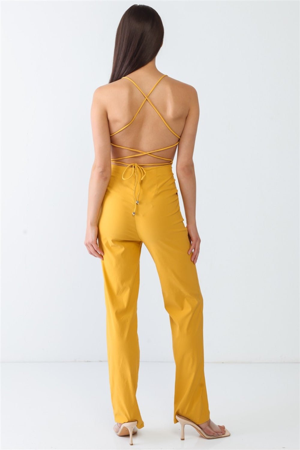 Doreli Group Backless Tied Spaghetti Strap Sleeveless Jumpsuit - Mythical Kitty Boutique