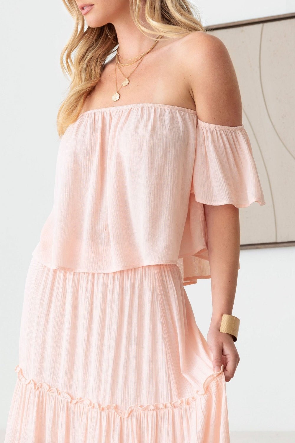 Gilli Frill Off-Shoulder Tiered Dress - Mythical Kitty Boutique