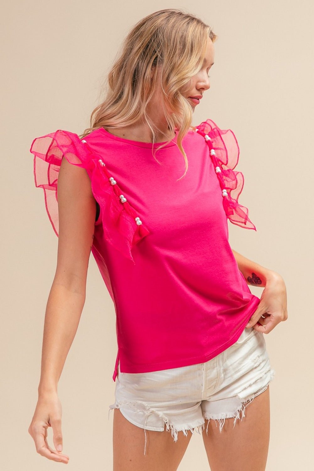 Pearlicious Mesh Sleeve Top - Mythical Kitty Boutique