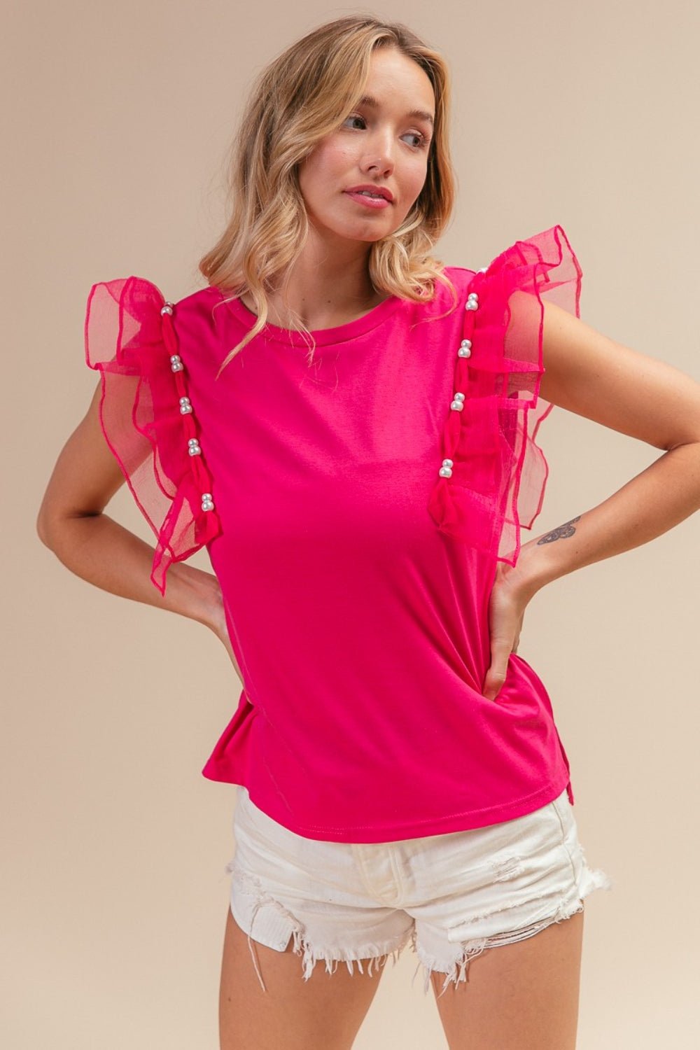 Pearlicious Mesh Sleeve Top - Mythical Kitty Boutique