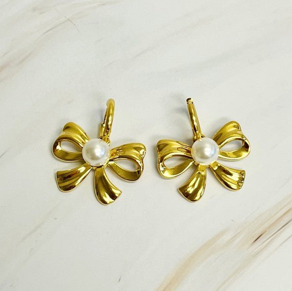 Perfect Bow And Pearl Earrings - Mythical Kitty Boutique