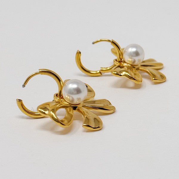 Perfect Bow And Pearl Earrings - Mythical Kitty Boutique