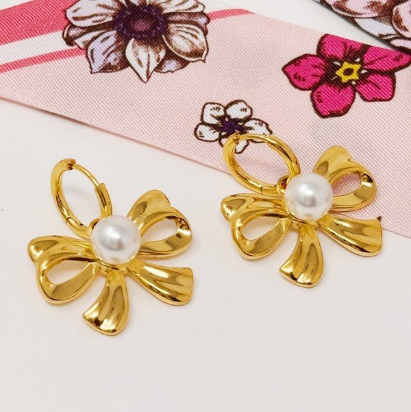 Perfect Bow And Pearl Earrings - Mythical Kitty Boutique