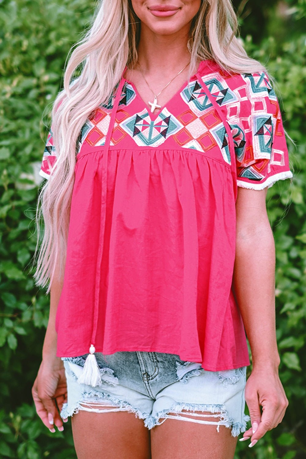 Pink Fiesta Embroidered Blouse - Mythical Kitty Boutique