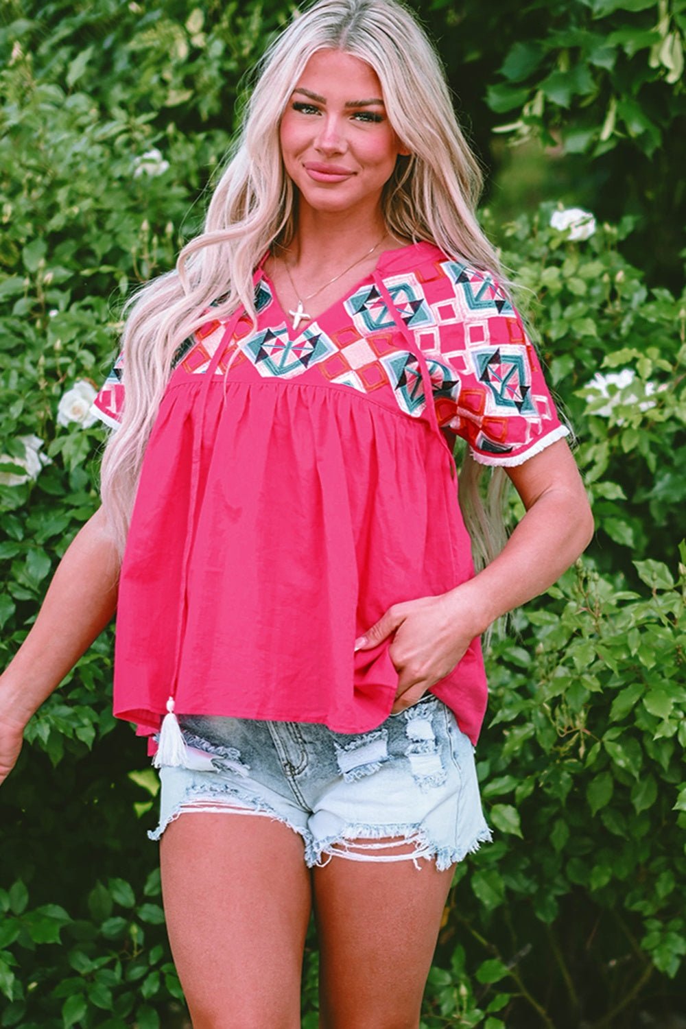 Pink Fiesta Embroidered Blouse - Mythical Kitty Boutique