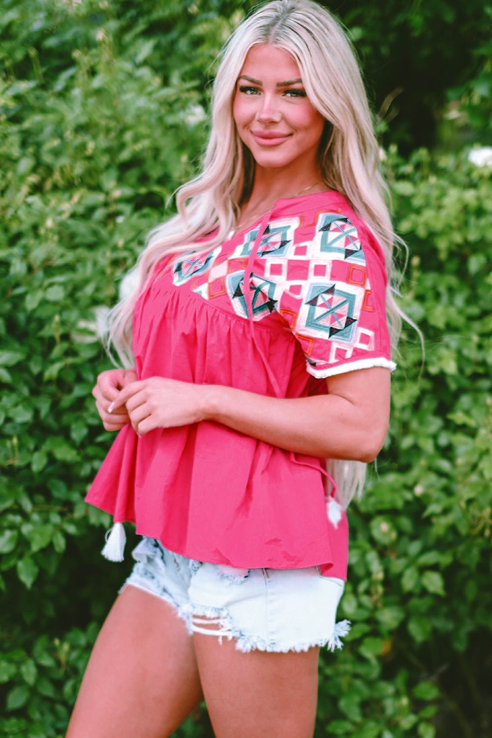 Pink Fiesta Embroidered Blouse - Mythical Kitty Boutique