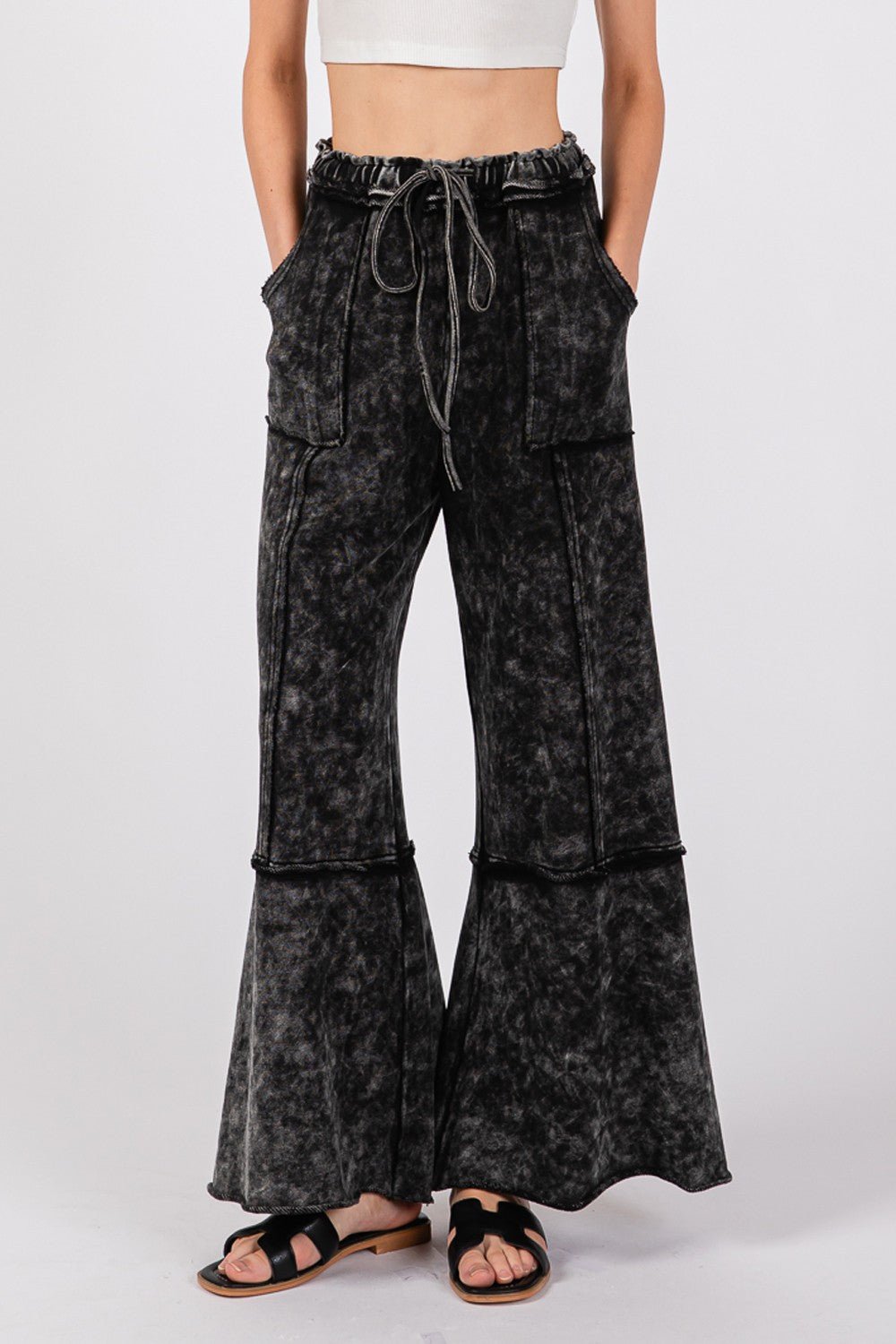 SAGE + FIG Mineral Washed Terry Wide Leg Pants - Mythical Kitty Boutique