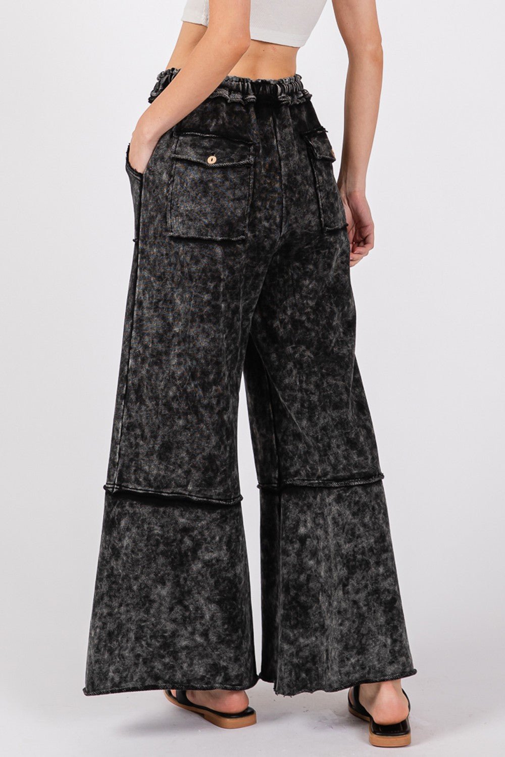 SAGE + FIG Mineral Washed Terry Wide Leg Pants - Mythical Kitty Boutique