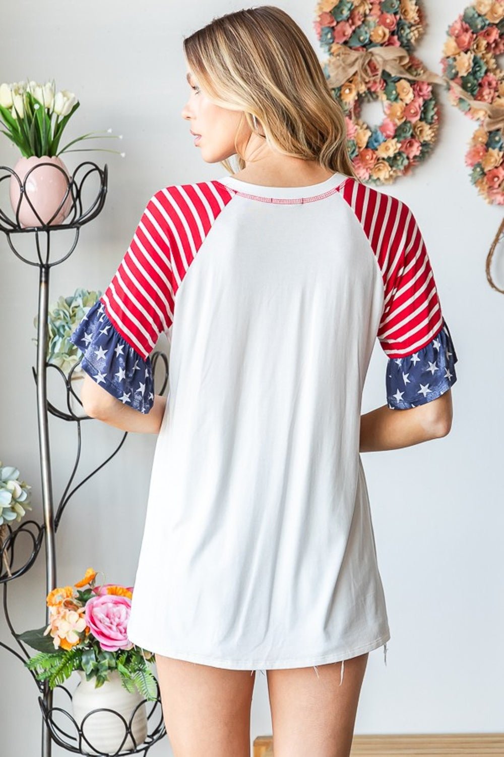 Stars & Stripes Flounce Sleeve Top - Mythical Kitty Boutique