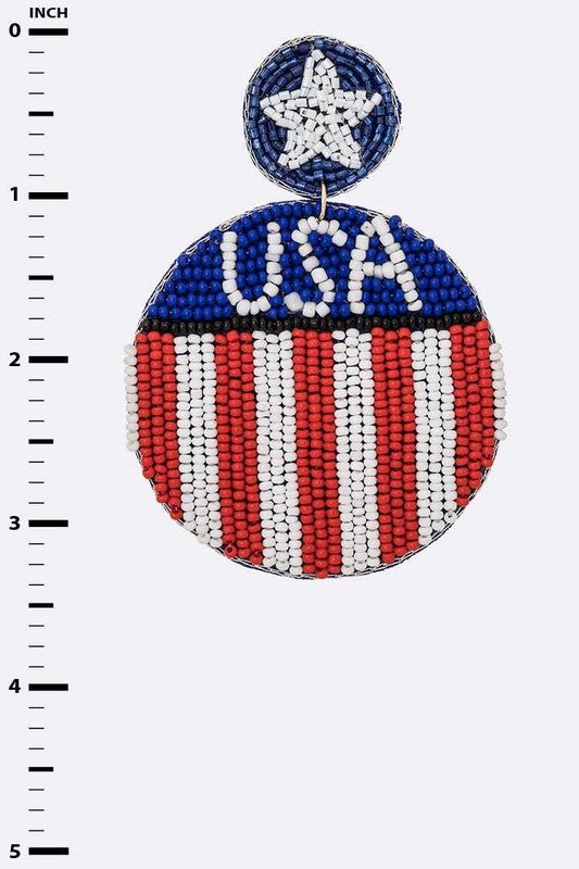 USA Flag Beaded Iconic Earrings - Mythical Kitty Boutique