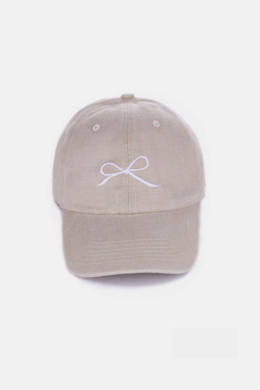 Zenana Bow Embroidered Washed Cotton Caps - Mythical Kitty Boutique