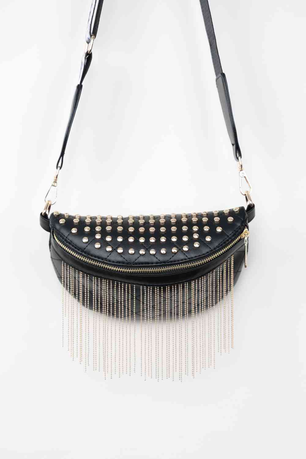 Adored Faux Leather Studded Sling Bag - Mythical Kitty Boutique