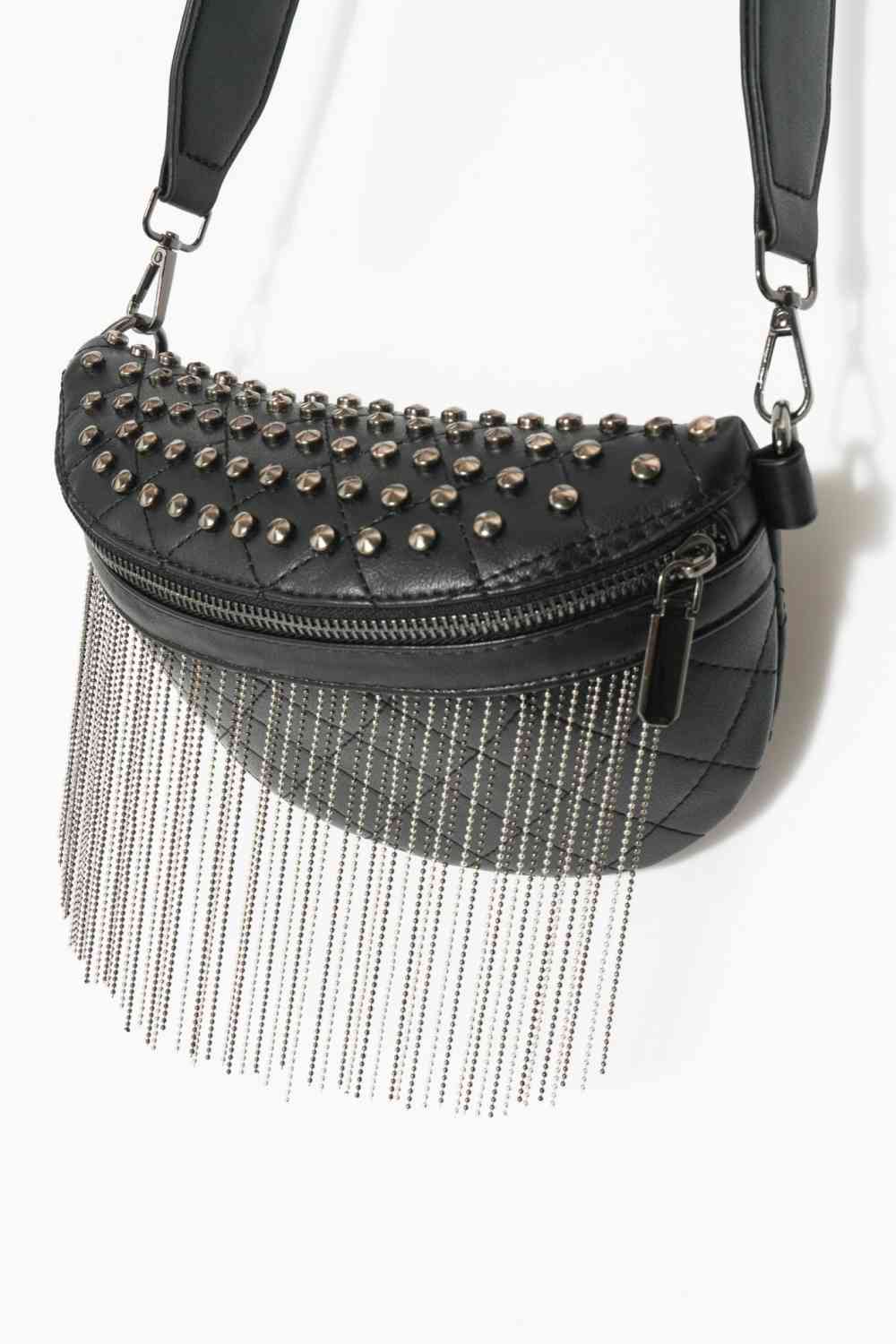 Adored Faux Leather Studded Sling Bag - Mythical Kitty Boutique