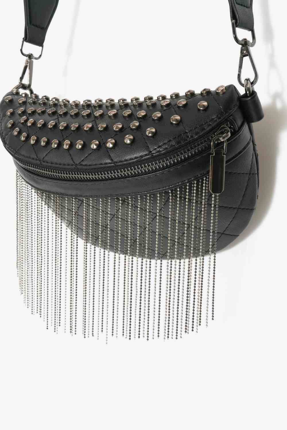 Adored Faux Leather Studded Sling Bag - Mythical Kitty Boutique