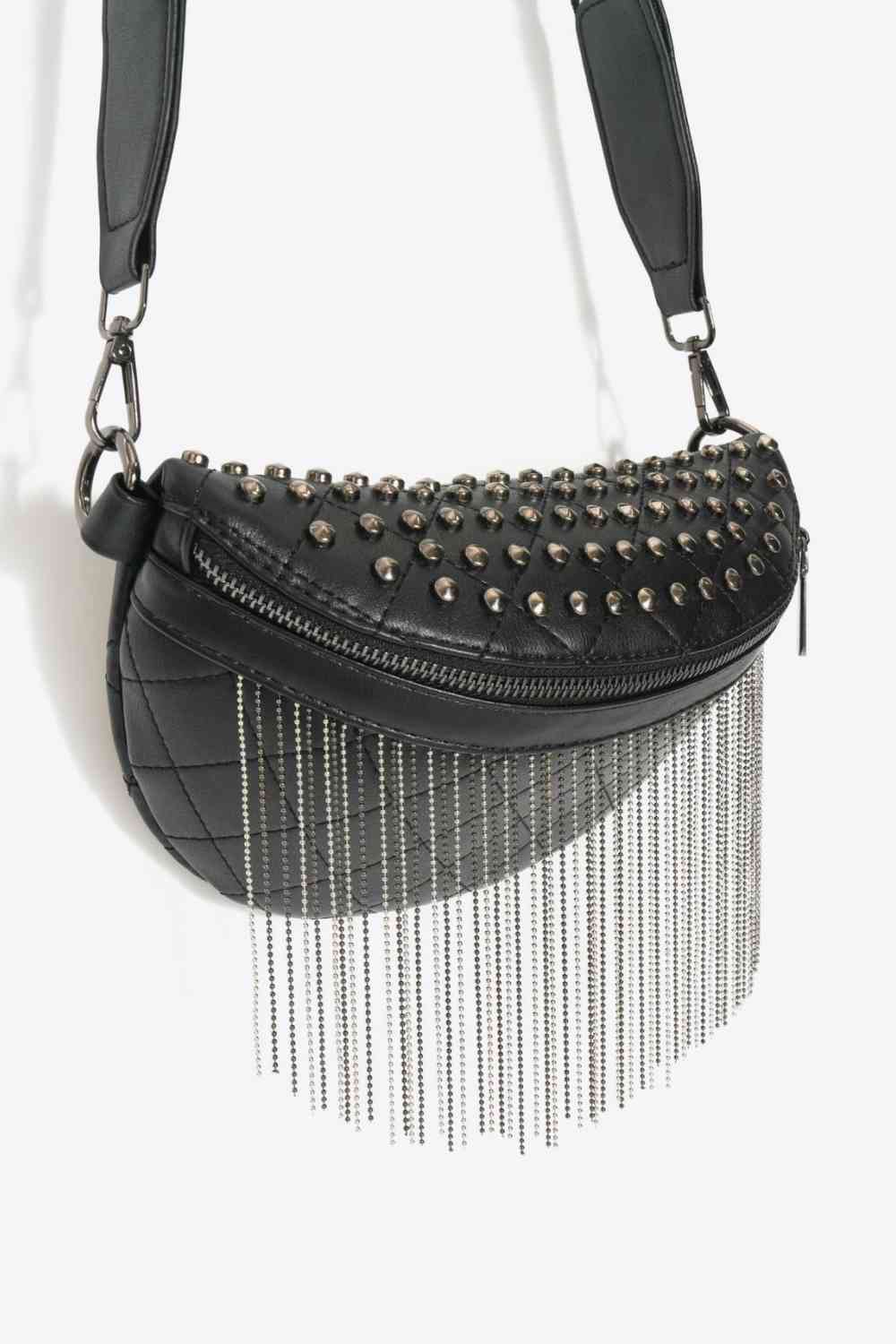 Adored Faux Leather Studded Sling Bag - Mythical Kitty Boutique