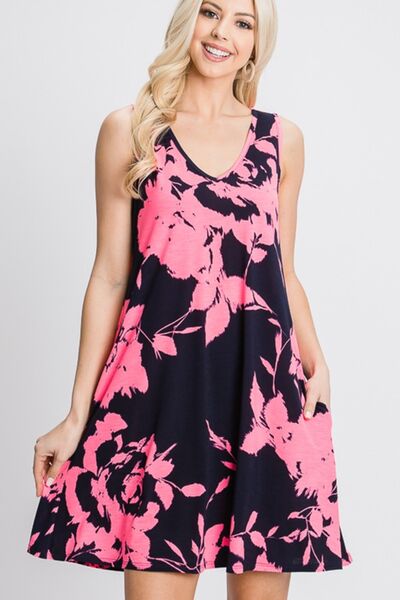 Floral Tank Dress with Pockets - Mythical Kitty Boutique