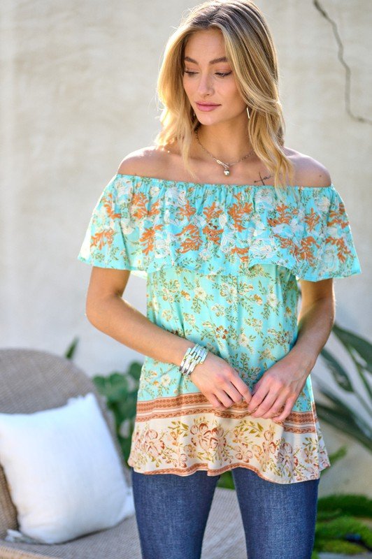 Gardenia Off Shoulder Smocked Top - Mythical Kitty Boutique