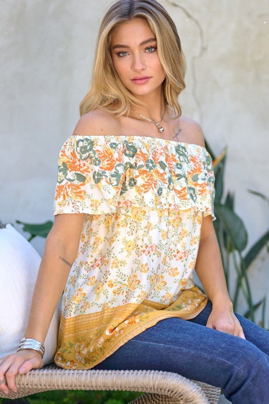 Gardenia Off Shoulder Smocked Top - Mythical Kitty Boutique