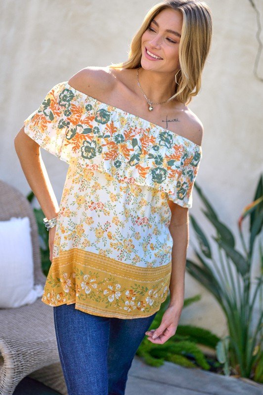 Gardenia Off Shoulder Smocked Top - Mythical Kitty Boutique