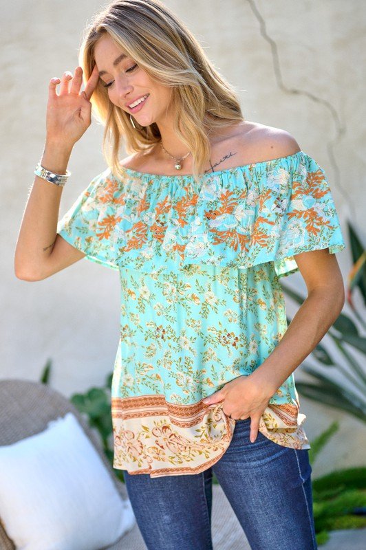 Gardenia Off Shoulder Smocked Top - Mythical Kitty Boutique