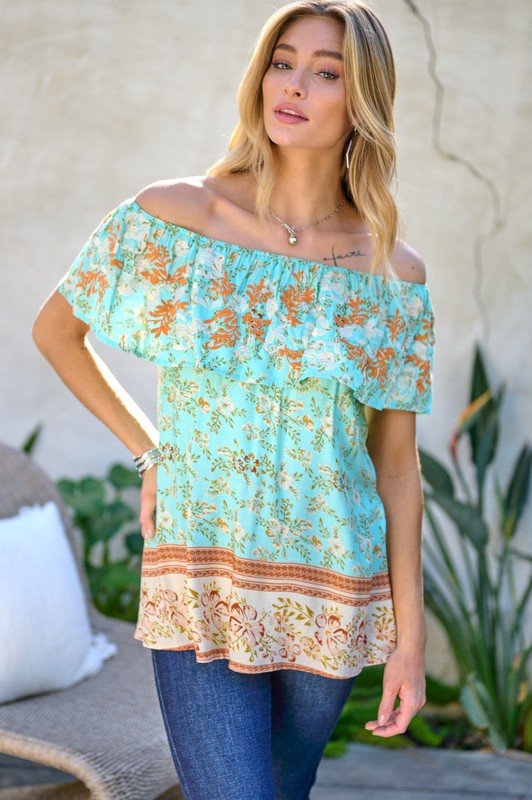 Gardenia Off Shoulder Smocked Top - Mythical Kitty Boutique