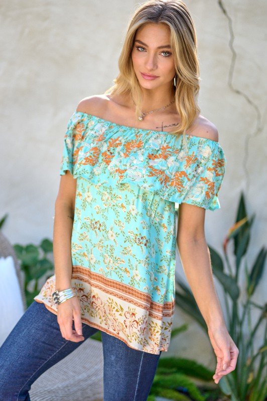 Gardenia Off Shoulder Smocked Top - Mythical Kitty Boutique