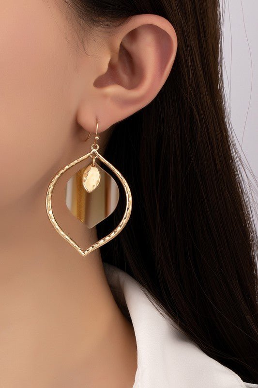 HAMMERED CASTING TEARDROP HOOP EARRINGS - Mythical Kitty Boutique