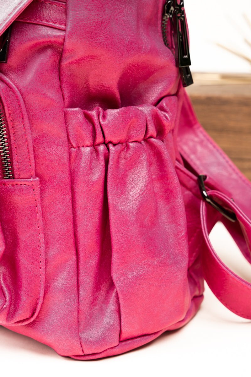 Katia Hot Pink Faux Leather Backpack - Mythical Kitty Boutique