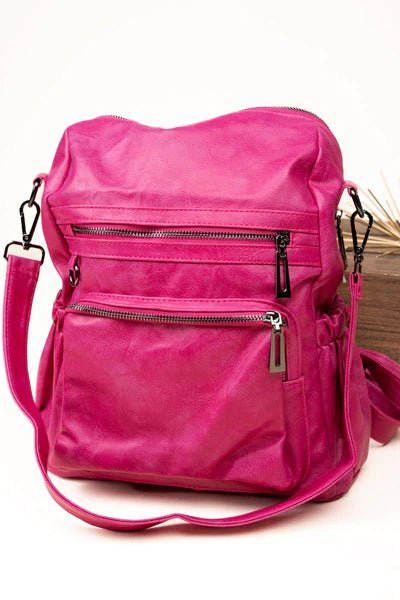 Katia Hot Pink Faux Leather Backpack - Mythical Kitty Boutique