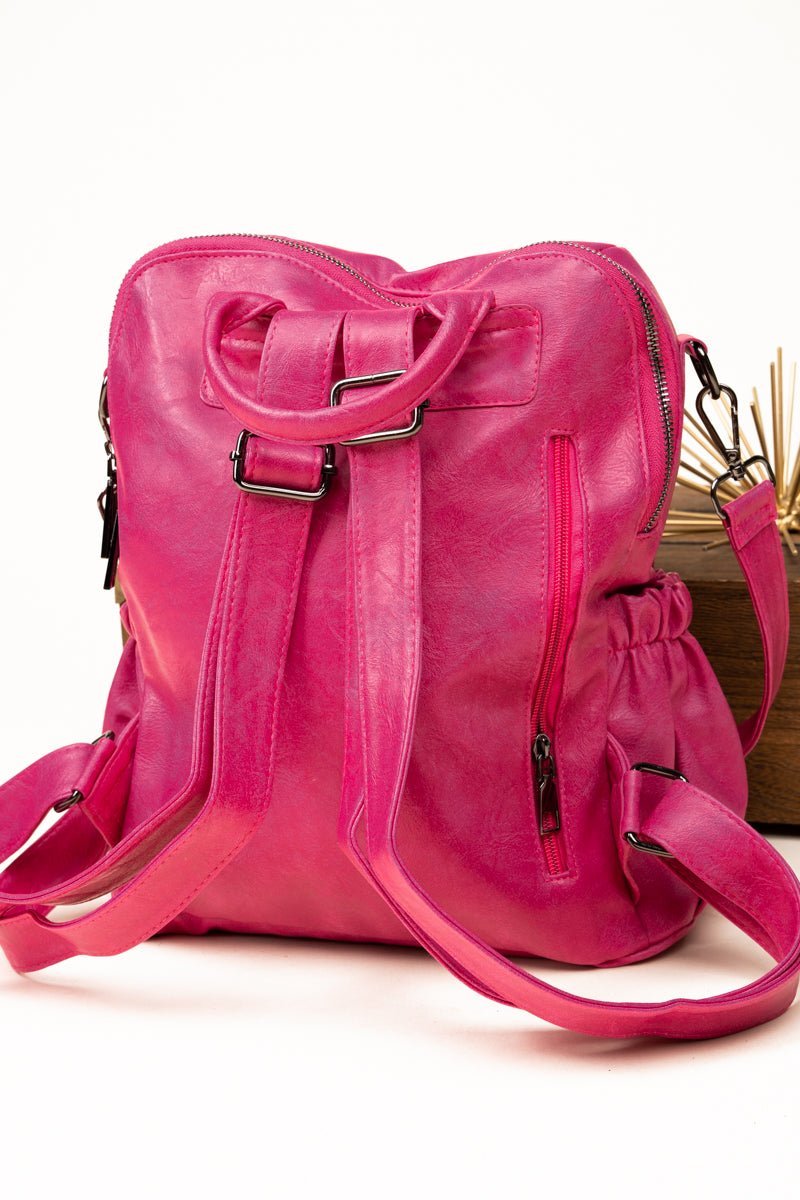 Katia Hot Pink Faux Leather Backpack - Mythical Kitty Boutique