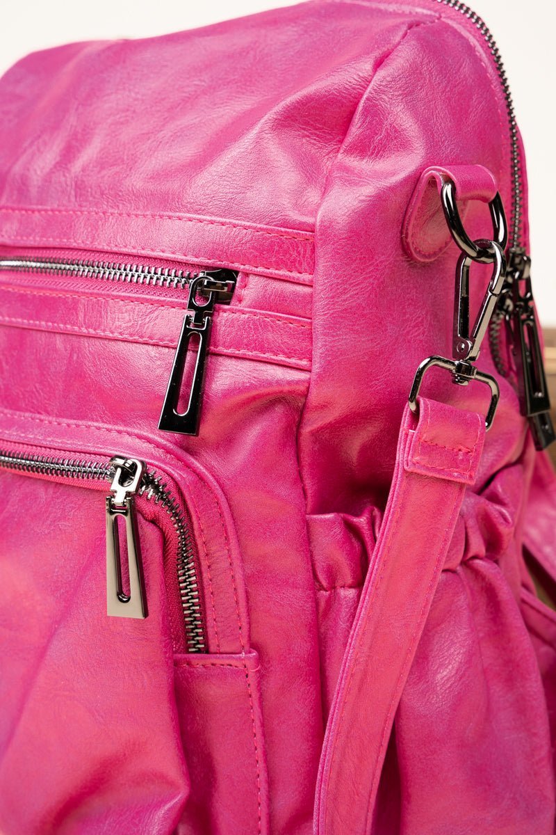 Katia Hot Pink Faux Leather Backpack - Mythical Kitty Boutique