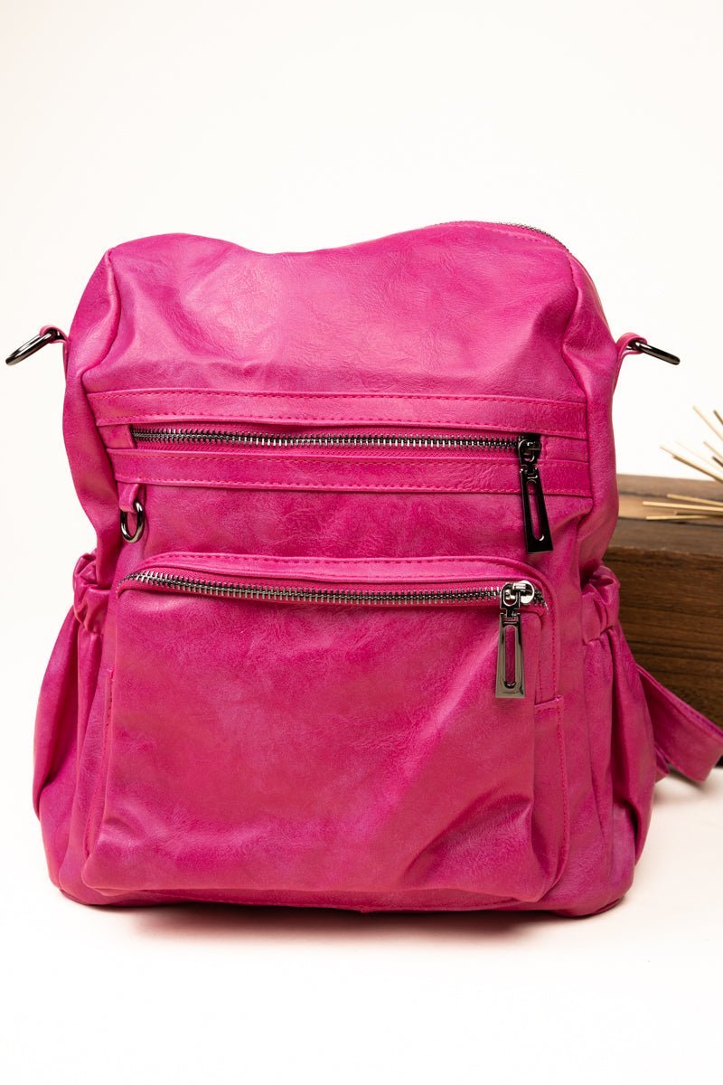 Katia Hot Pink Faux Leather Backpack - Mythical Kitty Boutique