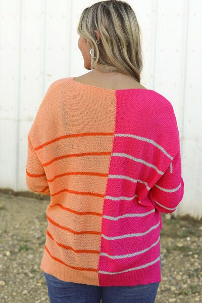 Linda Split Striped Sweater - Mythical Kitty Boutique