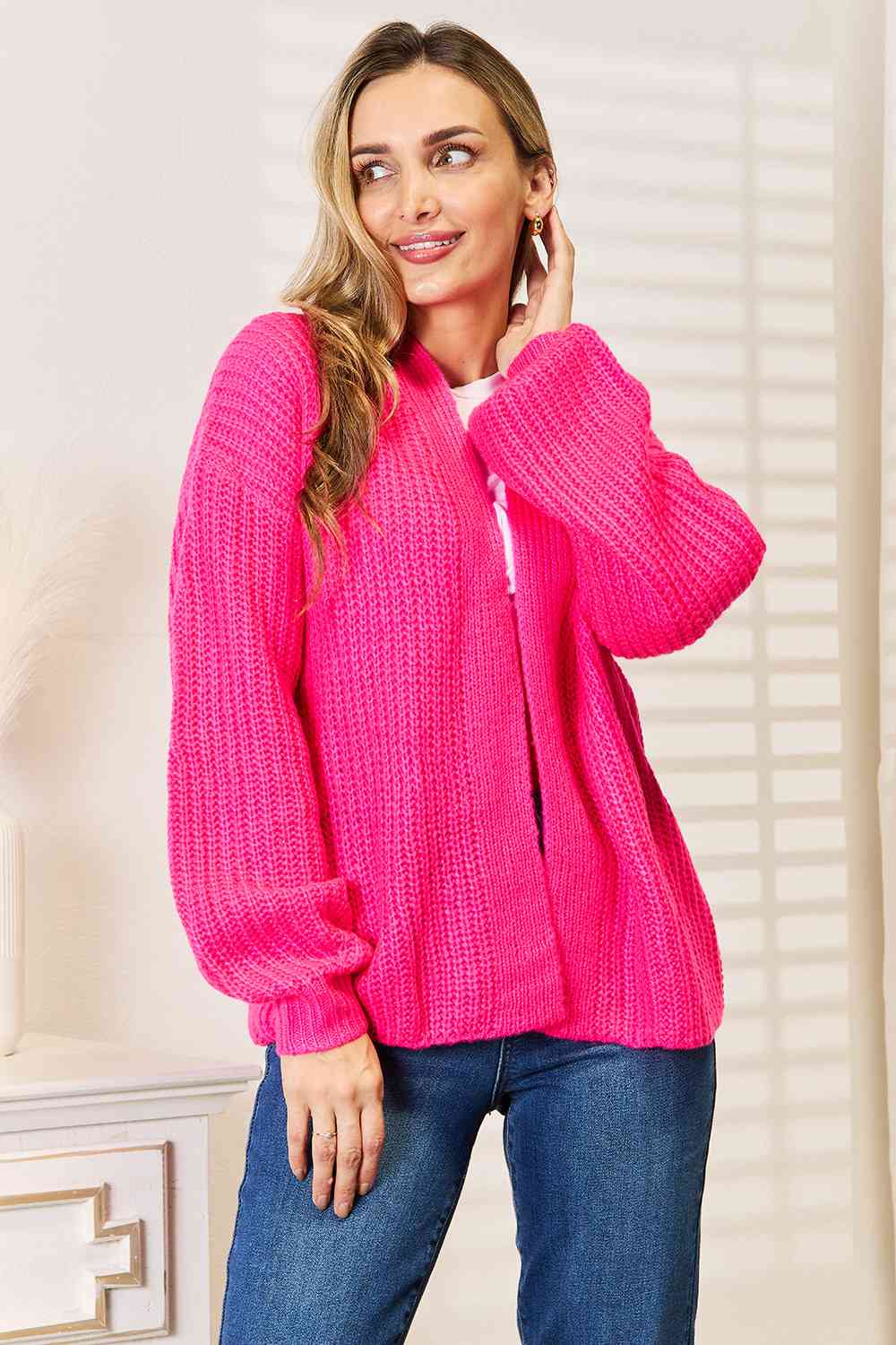 Lori Rib-Knit Open Front Cardigan - Mythical Kitty Boutique