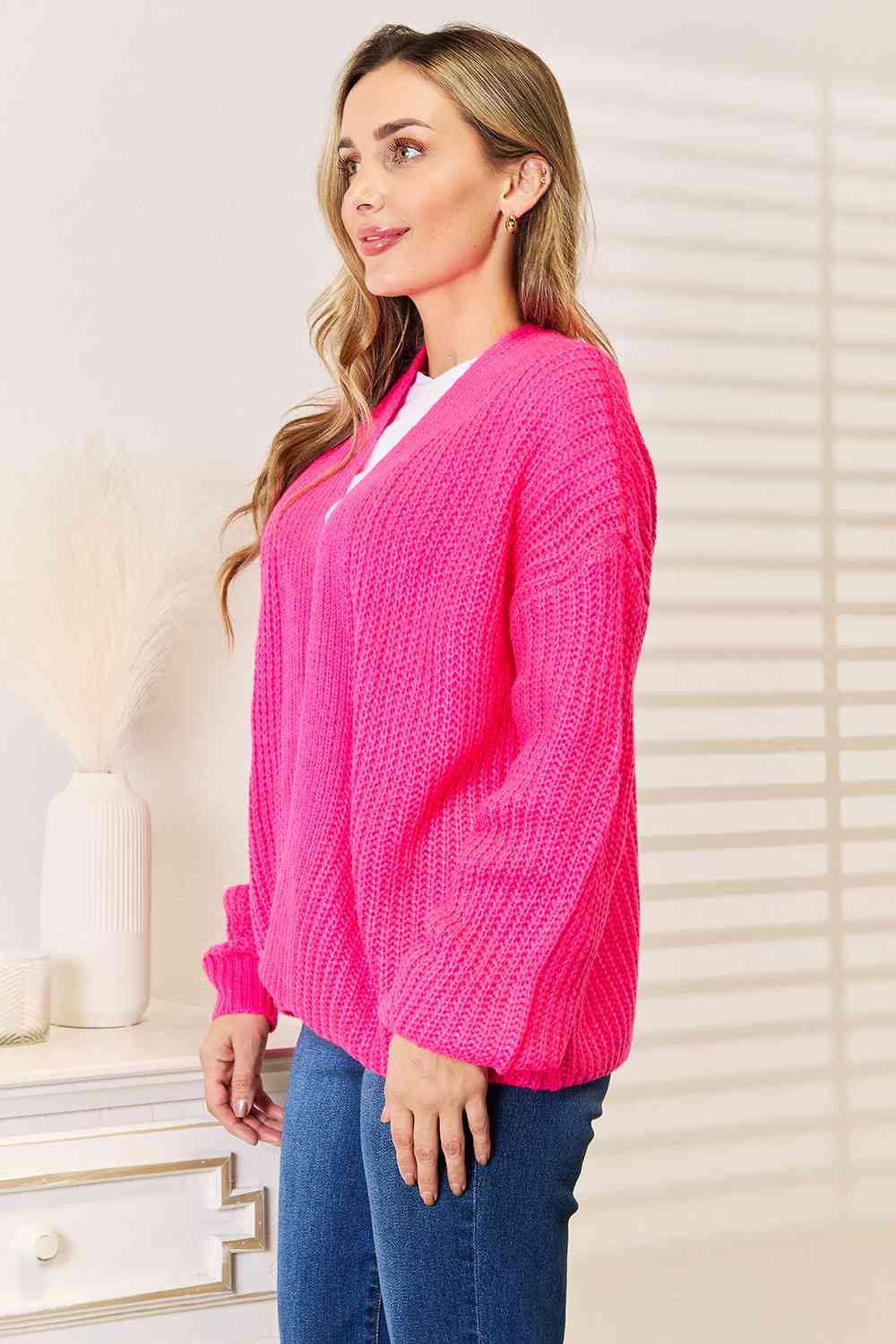 Lori Rib-Knit Open Front Cardigan - Mythical Kitty Boutique