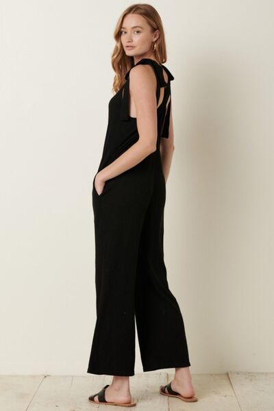 Mittoshop Rib Knit V-Neck Cross Back Jumpsuit - Mythical Kitty Boutique