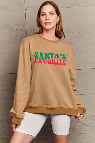 SANTA'S FAVORITE Round Neck Sweatshirt - Mythical Kitty Boutique