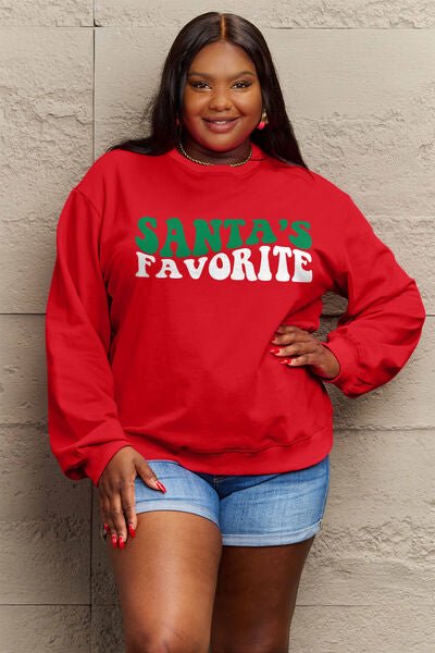 SANTA'S FAVORITE Round Neck Sweatshirt - Mythical Kitty Boutique