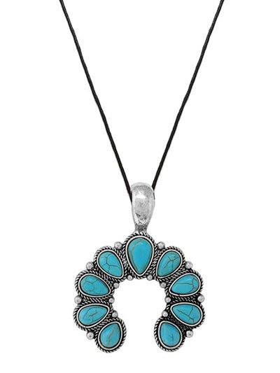 Squash Blossom Turquoise Pendant Necklace - Mythical Kitty Boutique