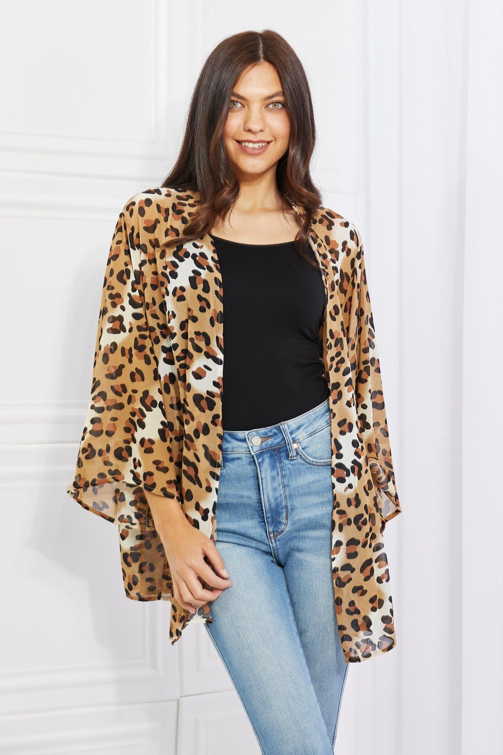 Wild Muse Animal Print Kimono in Camel - Mythical Kitty Boutique