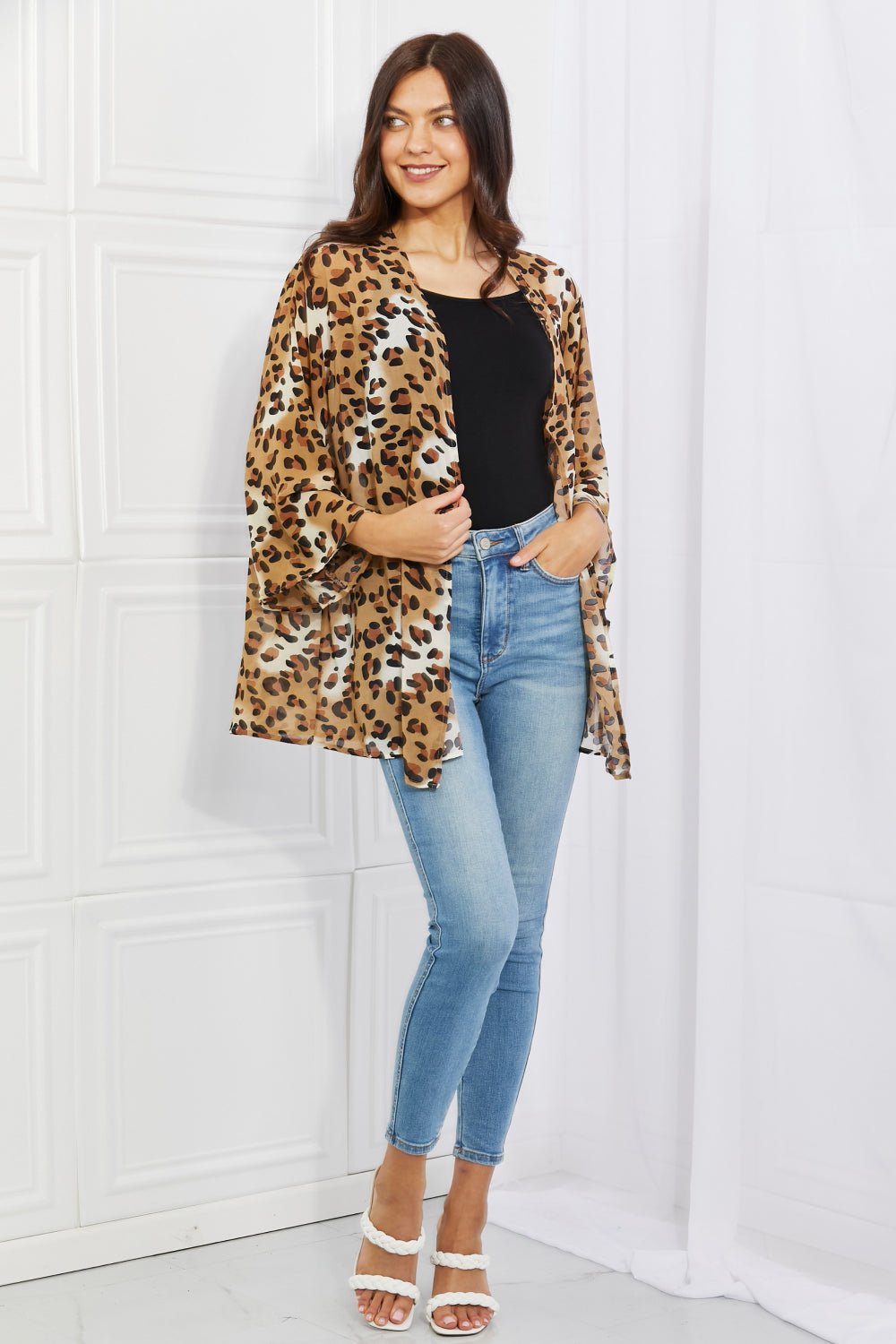 Wild Muse Animal Print Kimono in Camel - Mythical Kitty Boutique