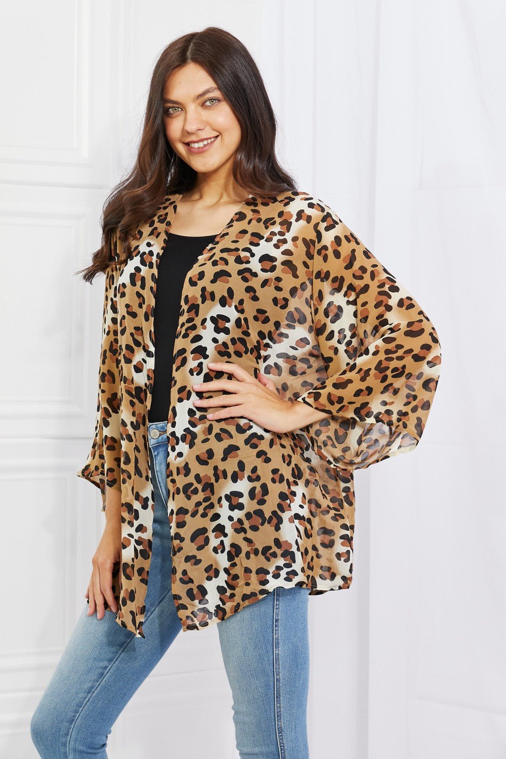 Wild Muse Animal Print Kimono in Camel - Mythical Kitty Boutique