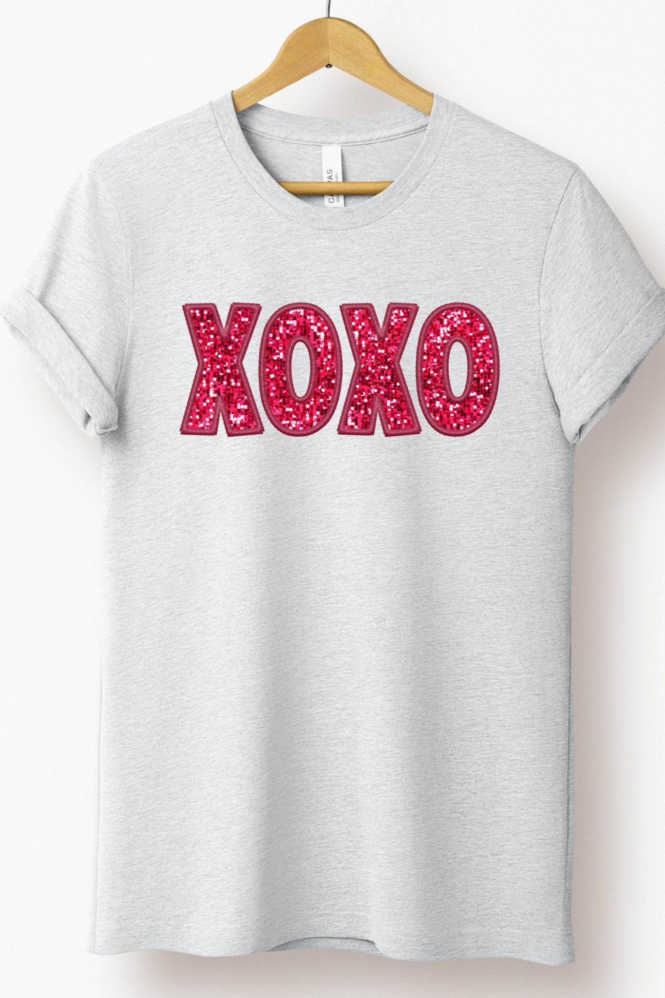 XOXO FAUX SEQUIN TEE (BELLA CANVAS) - Mythical Kitty Boutique